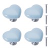 NAKUPENDA 4 x Heart-shaped Ceramic Knobs, Drawer Knob, Ceramic Handle,