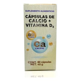 Calcio Vitamina D3 80 Cápsulas Sin Gluten Herbolaria Saludable                                                                                        