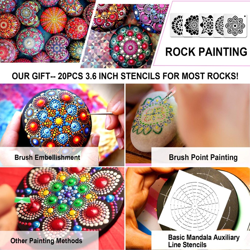 Mandala Dotting Tools,Augshy 58PCS Dot Painting Tools Set Rock Painting
