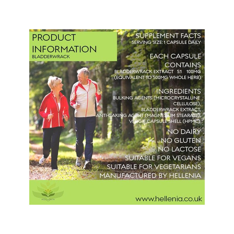 Hellenia Bladderwrack 500mg | 120 Seaweed Capsules | Good Source