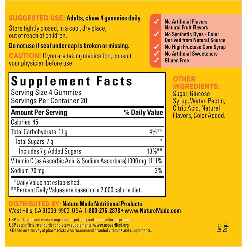 Nature Made Maximum Strength Dosage Vitamin C 1000mg per Serving,