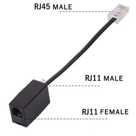 HAWAKA RJ11 to RJ45 Adapter, RJ11 6p4c Plug Phone Cable to RJ45 8p8c Adapter, Converter for Ethernet to Phone Landline (Pack of 2, Black)