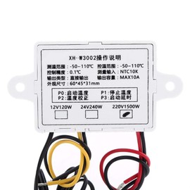 Digital Temperature Controller Pre-Wired Thermostat with Waterproof Sensor XH-W3002 DC 24V 2-Stage Heating and Cooling Mode AC 220V