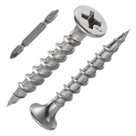Wensilon (1 pounds)#8X1-1/2"410 Stainless Steel Fastener Drywall Screws-Phillips with coarse Threaded tip, (215 pcs) Stainless Steel, Suitable for Drywall Slate, Wood, etc.