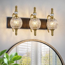 LBSQJ Modern Vanity Lighting Fixtures - 20.07 Inch Dimmable Wall Mounted Vanity Lamp,Bathroom Vanity Lights Over Mirror, Black Gold Finish, for Makeup, Double Sink, and Bathrooms