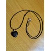 RICHARD-911 Collar Cadena Corazón Obsidiana Cuero Trenzado Joyería Pareja Amistad