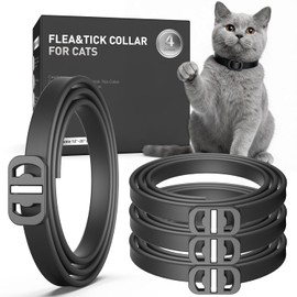 Flea and Tick Collar for Cats, 4 Pack Cat Flea Collar with Natural Essential Oils, Adjustable for All Cats & Kittens(Black)