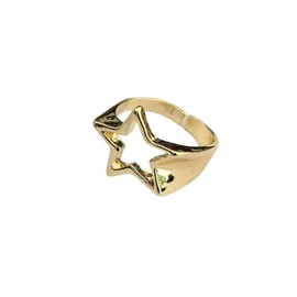 POYAMUSE Hollow Star Adjustable Open Band Ring for Women Men Punk Geometric Stackable Statement Jewelry Gift for Party Holiday Anniversary - Gold