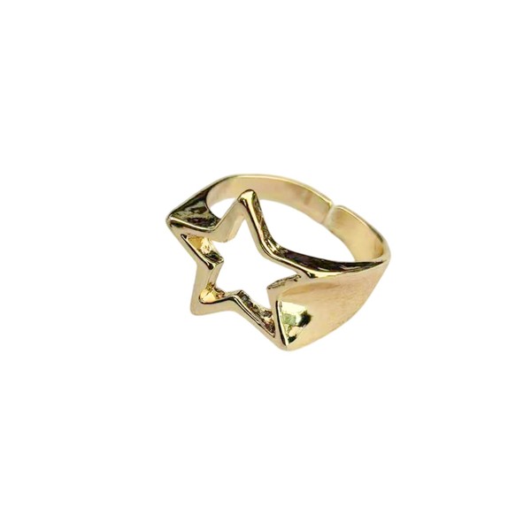 POYAMUSE Hollow Star Adjustable Open Band Ring for Women Men
