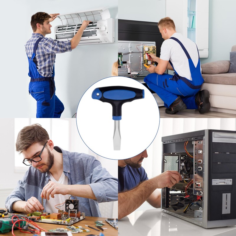 T Handle 12mm Large Flat Head Screwdriver, Ergonomic Handle Flathead