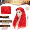 TESS Red Wig with Bun Long Wavy Hair Wigs Halloween