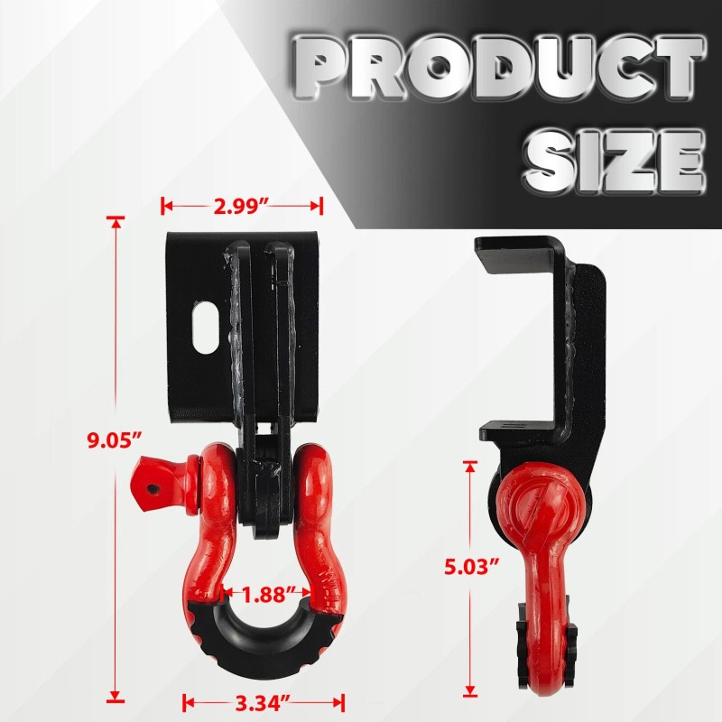 YIYITOOLS Front Demon Tow Hook Mounting Bracket with 3/4" Shackles