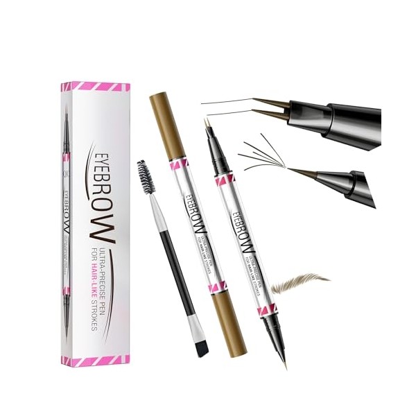 Eyebrow Pen,2-in-1 Dual-Ended Microblading Eyebrow Pencil with Micro-Fork-Tip & Precise