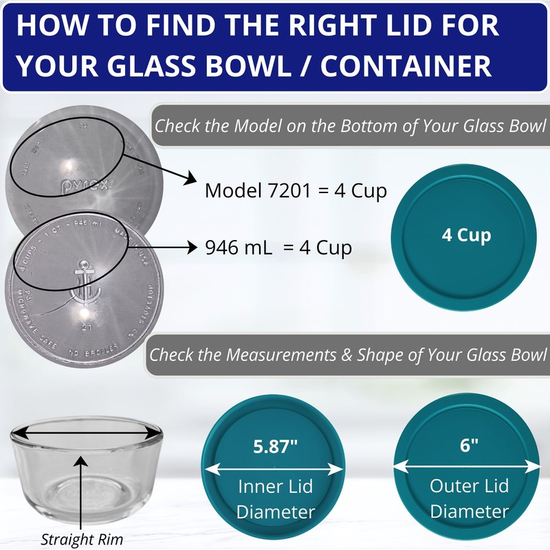 KlareWare Replacement Lids for - 4 Cup Storage Bowl Covers,