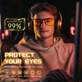 MOSSLIAN Blue Light Blocking Glasses-Gaming Glasses-Blue Blocking Glasses Men Womens-Migraine Glasses-Anti Glare Gamer Glasses For Computer Screen,TVs, Mobile Phones-Amber