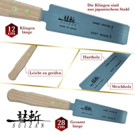 SUIZAN Kugihiki Japanese Wood Saw Dowel Saw 120 mm Flush Saw Pull Saw Japanese Saw Small Hand Saw Wood Fine Saw