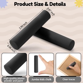 Fulmoon 40 Pcs Jumbo Sidewalk Chalk Large Chalk for Kids Outdoor Art Non Toxic Washable Street Chalk for Adults Drawing Painting Graffiti Classroom(Black, Round Style)