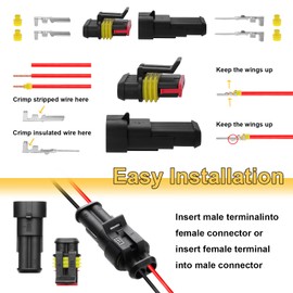 eROOSY 1004 PCS Car Waterproof Connectors, Waterproof Car Electrical Connector 1/2/3/4/5/6 Pin Car Spark Terminals Plug Connector for Motorcycle Car Truck Boat