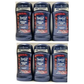 6 Packs Suave Men ENERGIZING SPORT Solid Antiperspirant Deodorant 1.4 4/27