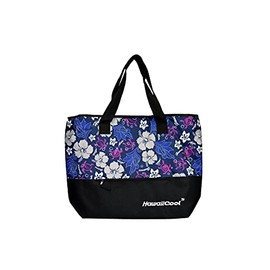 Hawaiian Print Large Insulated Cooler Tote Bag 245 (Honu Family 2 - Navy/Pink)