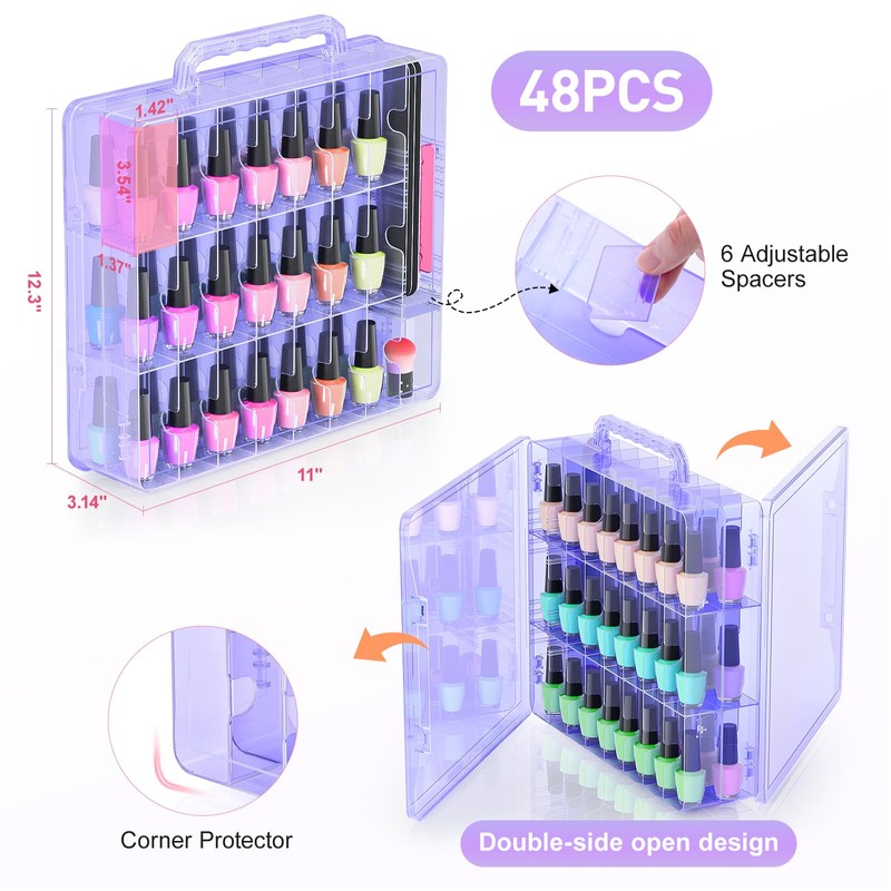 Beloving Nail Polish Organizer Case for 48 Bottles Nail Polish