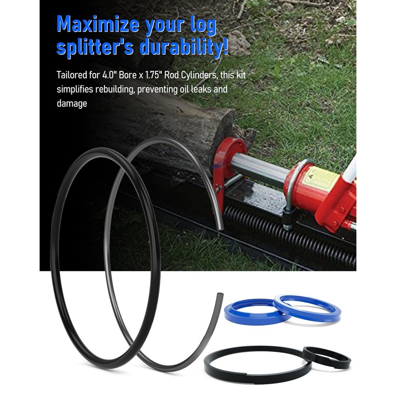 Hydraulic Log Splitter Cylinder Rebuild Seal Kit for 4.0"Bore x