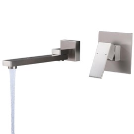 FSCEPIXI Wall Mount Tub Faucet with Extra Long Tub Spout,Single Handle Tub Filler Faucet with Brass Rough-in Valve,Brushed Nickel