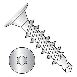 Small Parts 1016KWTF188 18-8 Stainless Steel Self-Drilling Screw, Plain Finish, Wafer Head, Star Drive, #3 Drill Point, #10-16 Thread Size, 1" Length (Pack of 25)