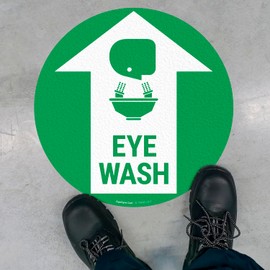 Sigo Signs, Eye Wash and Graphic 10x10 inches, Floor Decal Anti-Slip Adhesive Floor Sign Made in USA