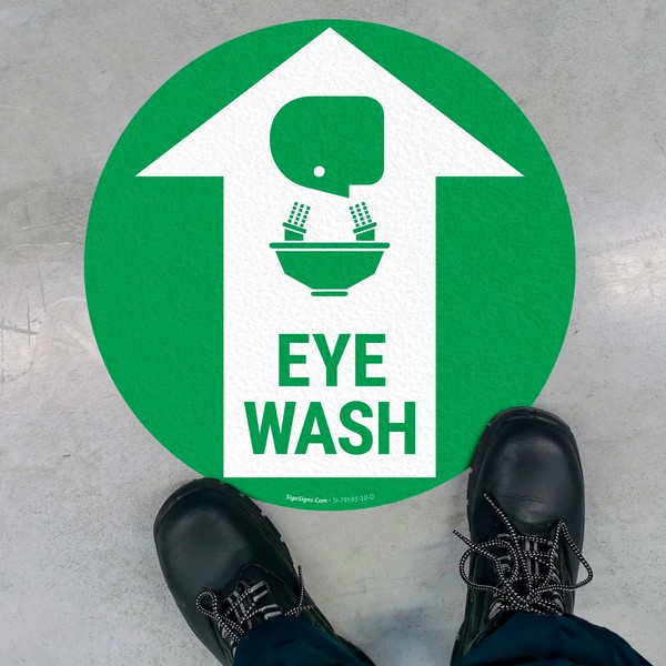 Sigo Signs, Eye Wash and Graphic 10x10 inches, Floor Decal