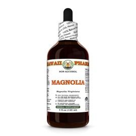 Magnolia (Magnolia Virginiana) Dry Bark Glycerite, Made in Hawaii, All Natural, Vegan, Lab Tested Alcohol-Free Liquid Extract - 4 fl.oz