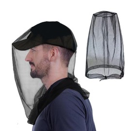 Head Midge Net Pack, Black Nylon Mosquito Head Net, Extra Large & Long, Extra Fine Holes, Suitable for Outdoor Hiking, Camping, Mountaineering, Fishing and Walking, Suitable for Unisex Hats