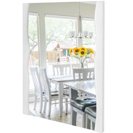 Tanmicoshomy White Bathroom Mirror 30x40 Inch, Solid Wood Framed Rectangle Wall Mirrors with Tempered Glass for Bedroom Entryway Decor