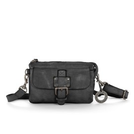 Cas8 LUCA Women's Belt Bag, Small Shoulder Bag, Leather, Handbag, Bag, Body Bag, Small Cross Bag, Women's Shoulder Bags with Zip Compartments, graphite, Retro