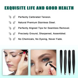 4 Pcs Professional Tweezers, Tweezers for Eyebrows for Facial Hair Women & Men Stainless Steel Precision Tweezers for Ingrown Hair Tweezers Blackhead Removal, Eyelash Extension, Beauty Tool