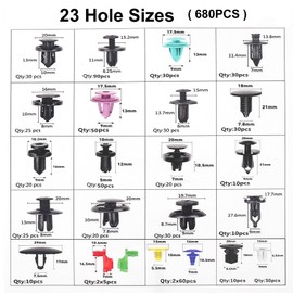 725Pcs Car Push Retainer Clips & Auto Fasteners Assortment -23 Most Popular Sizes Nylon Bumper Fender Rivets with 10 Cable Ties and Fasteners Remover for Toyota GM Ford Honda Chevy