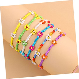 jojofuny 8pcs Colorful Beaded Flower Bracelet Anklet for Women Unique Beaded Design for and Special Occasions Eye-catching Accessories for Fashion Enthusiasts