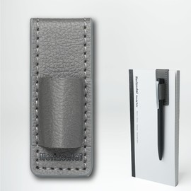 Horizontal Bookmark Pen Holder, PU Leather, Compatible with Diameters up to 0.4 inches (11.5 mm), Magnetic Type that Won't Damage Notebooks, Slim Type (Charcoal Black)