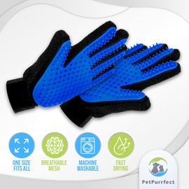 PetPurrfect Premium Pet Grooming Gloves | Dog, Cat, Horse, and Rabbit Hair Remover | 2-in-1 Grooming and Bathing | Rubber Brush for Pet Hair | Dog Washing Gloves | Cat Matted Fur Remover