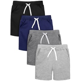 Resinta 4 Pack Toddler Baby Boys Shorts Toddler Boys Cotton Shorts with Drawstring Casual Elastic Waist Clothes for Summer