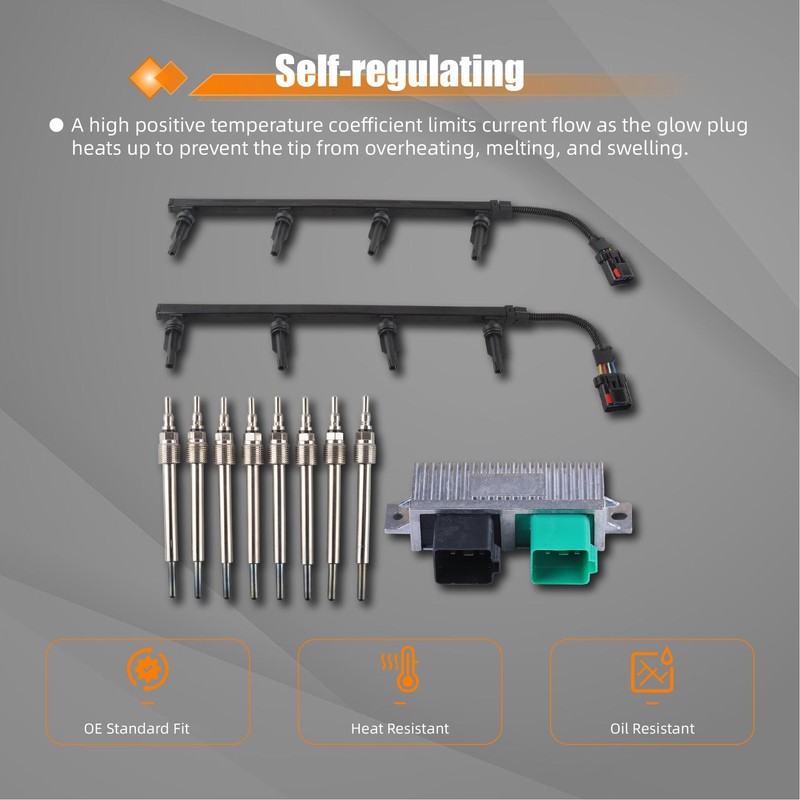 higehio 6.0L Valve Cover Gasket Kit with 8 Glow Plugs