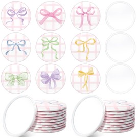 Cinnvoice 36 Pcs Coquette Aesthetic Compact Mirror Bulk Pink Bow Portable Travel Makeup Pocket Purse Mirror for Women Girl Coquette Birthday Gift Wedding Bridal Shower Grad Party Favor (Cute Style)