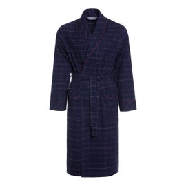 Men's Dressing Gown RE-506-100% Cotton - Lightweight and Thin - Elegant, Dark blue 1106