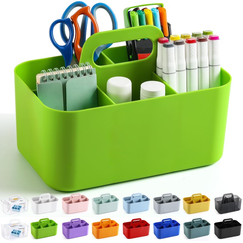 Multiuse Caddy Organizer with Handle - Stackable Plastic Tote Bin