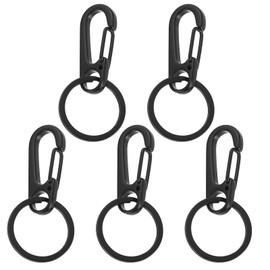 sourcing map 2.17" x 1.1" Metal Keychain Keyring, 5 Pcs Black Key Chain Ring Clip Sturdy Key Accessories Holder Organizer for Chain Making Kit Home Car Keys Art Crafts