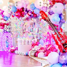 LaVenty Glittery Happy Birth-Tay Banner Birthday Party Decorations Birthday Girls Theme Photo Backdrop Eras Party Music Fans Lover Party Sänger Party Dekorationen Party Dekorationen