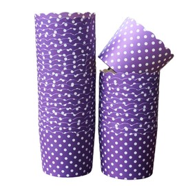 BAKE-IN-CUP 50-Pack Paper Baking Cups, Greaseproof Disposable Cupcake Muffin Liners (Large, Purple Polka Dots)