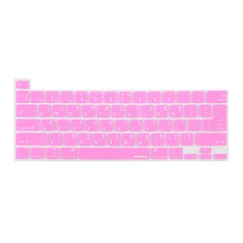 XSKN Israel Hebrew Silicone Keyboard Skin Cover Fits for 2019 2020 Released 16-inch 13-inch MacBook Pro with Touch Bar and Touch ID A2141 A2289 A2251 A2338 M1 Chip Keyboard (EU US Layout, Pink)