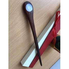 Wooden Hair sticks, The head of top inlaid with mother of Pearl or Abalone Made by hand, unique decorative wooden sticks, hair chopsticks for buns Natural color wood (Style 1)