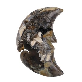 mookaitedecor 100-135mm Fluorite Agate Crystal Moon Shaped Crystal Ornament for Home, Natural Luminous Stone Rock Geode Agate Ornament Rare Crystals and Gemstones for Collecting Healing Crystal Gift